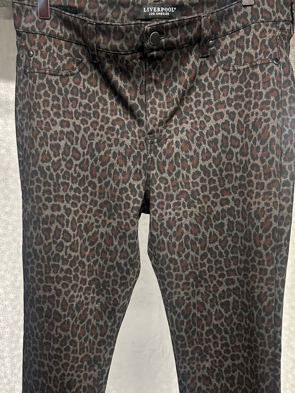 Liverpool Leopard Print Chinos in Brown and Black
